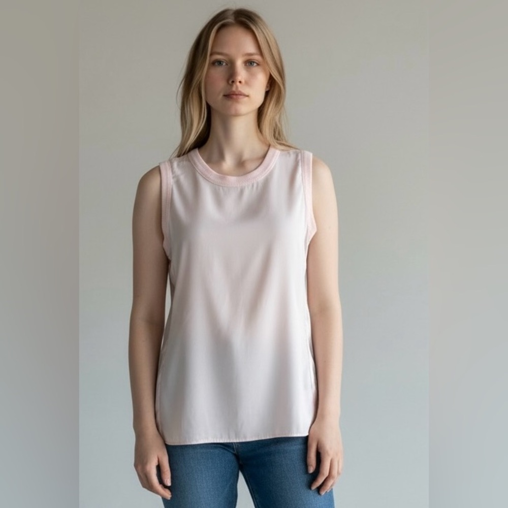 Pure essentials silk cashmere top species blouse light baby pink NWOT 14